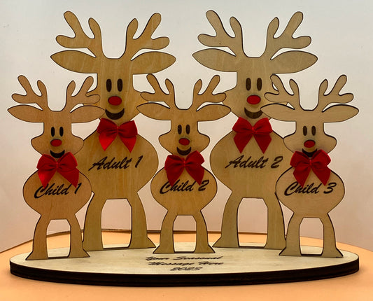 Custom Laser Etched Reindeer Couple 3 Children