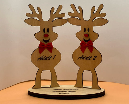 Custom Laser Etched Reindeer Couple