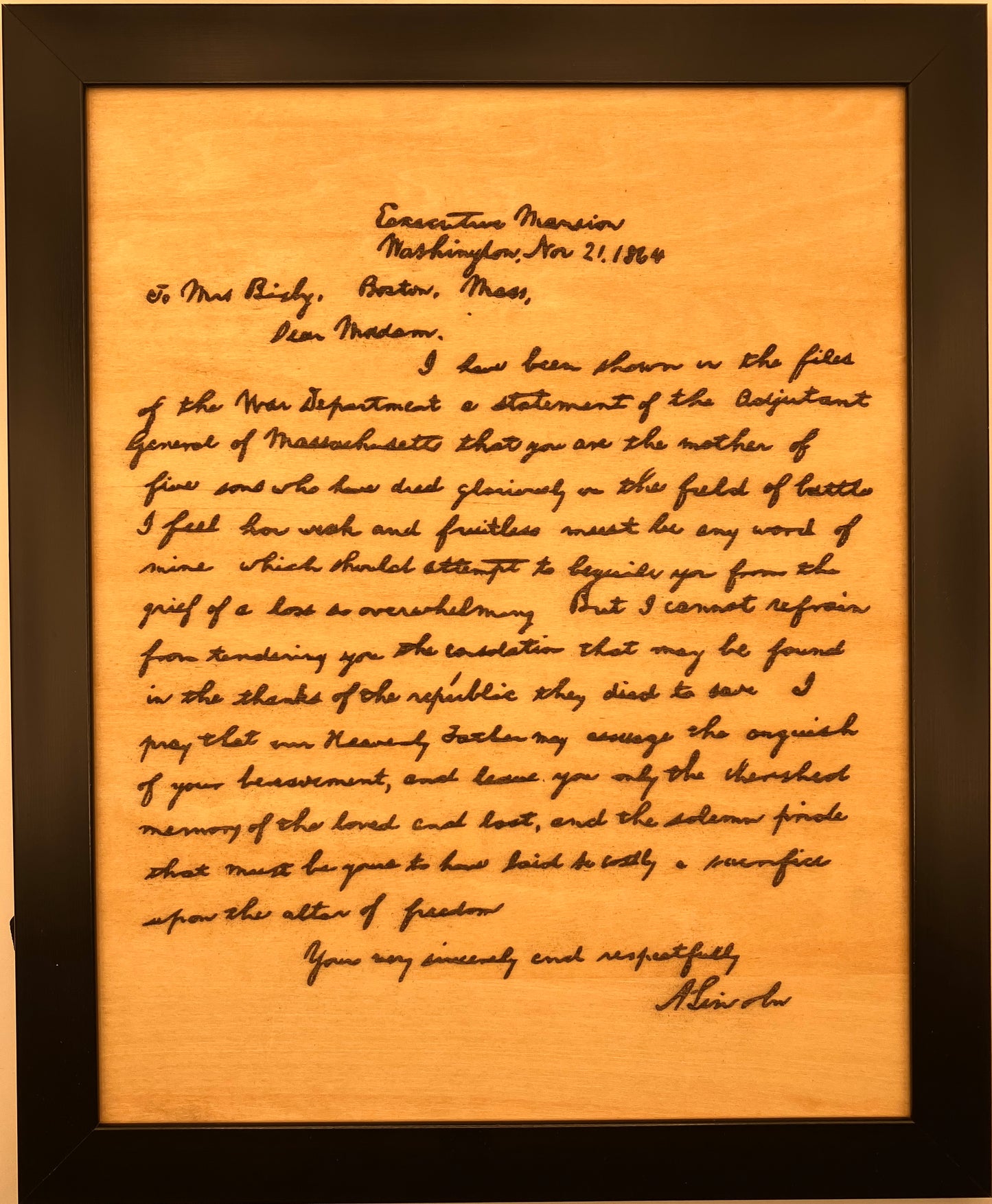 Lincoln's Letter to Mrs. Bixby